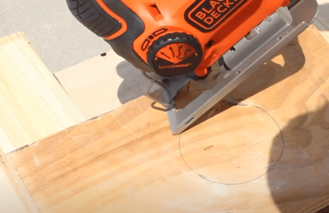 Using a Jigsaw to cut wood.